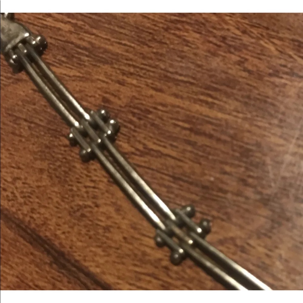 Sterling-Style Double Strand Black Bracelet with Bead Accents